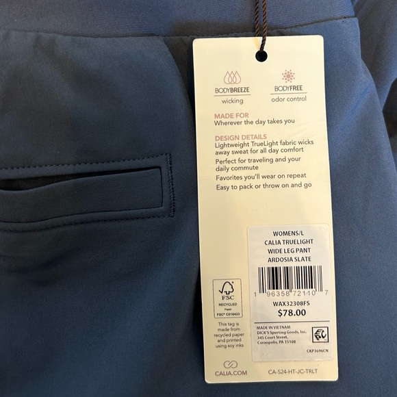 New With Tags CALIA Women's Truelight wide leg pants in ardosia slate, size L - Picture 5 of 7